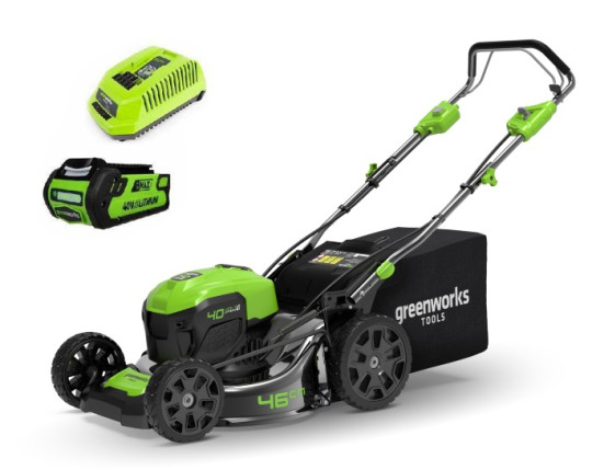 Газонокосилка GreenWorks 40V G-Max (46 см) 6 А.ч. АКБ и ЗУ GD40LM46SP в Санкт-Петербурге