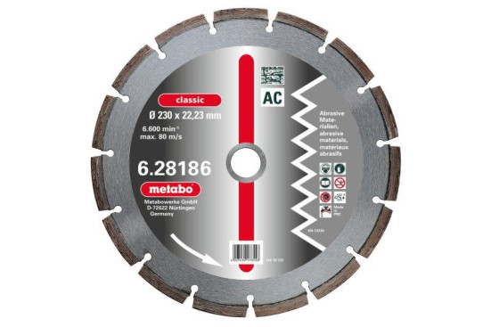 Алмазный диск Metabo 230х22,23мм Classic AC пеноблок,кирпич  628186000 в Санкт-Петербурге