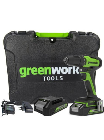 Дрель-шуруповерт аккумуляторная Greenworks Арт. 3704007UA, 24V, c 1хАКБ 2 Ач и ЗУ в кейсе в Санкт-Петербурге
