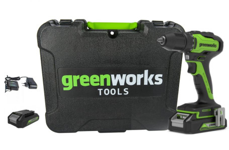Дрель-шуруповерт аккумуляторная Greenworks Арт. 3704007UA, 24V, c 1хАКБ 2 Ач и ЗУ в кейсе в Санкт-Петербурге