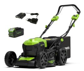 Газонокосилка аккумуляторная Greenworks Арт. 2506807UB, 40V, 46см, самоходная, бесщеточная, c 1хАКБ 4 Ач и ЗУ