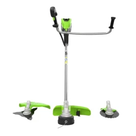 Триммер аккумуляторный Greenworks TB201H, 82V, 2,0 кВт, 46 см, c трехлопастным ножом и кусторезом, бесщеточный, с 1хАКБ 5 Ач и ЗУ