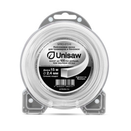 Леска триммерная 2.4 мм 15 м квадрат, Unisaw