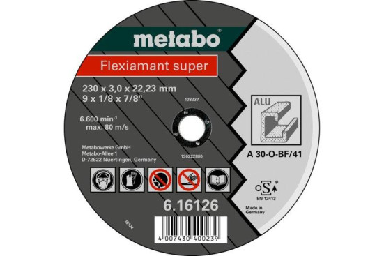 Отрезной круг Metabo 230х3,0х22,23мм Flexiamant Super алюминий A 30-O прямой  616126000 в Санкт-Петербурге