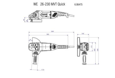Угловая шлифовальная машина Metabo WE 26-230 MVT Quick 606475000 в Санкт-Петербурге