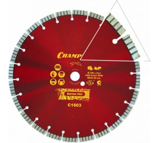Диск алмазный CHAMPION бетон PRO 350/25,4/12 Concrete Crunch (железобетон, старый бетон) C1603 в Санкт-Петербурге