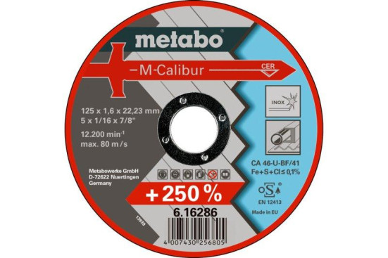 Отрезной круг Metabo 115х1,6х22,23мм M-Calibur Inox CA 46-U прямой  616285000 в Санкт-Петербурге