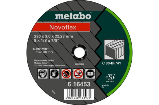 Отрезной круг Metabo 230х3,0х22,23мм Novoflex камень C 30 прямой  616453000 в Санкт-Петербурге