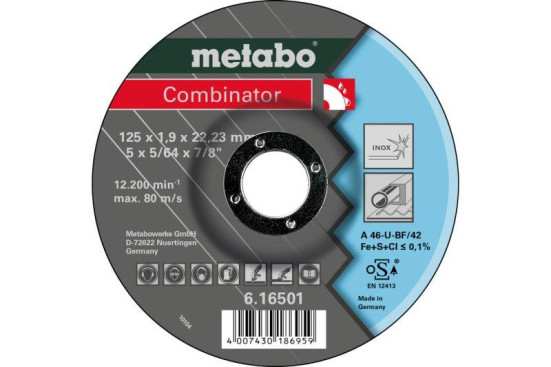 Отрезной круг Metabo 125х1,9х22,23мм Combinator Inox HydroResist A 46-U изогнутый  616501000 в Санкт-Петербурге