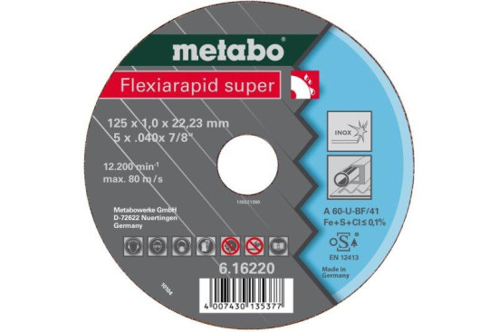 Отрезной круг Metabo 230х1,9х22,23мм Flexiarapid Super HydroResist A 36-U прямой  616228000 в Санкт-Петербурге