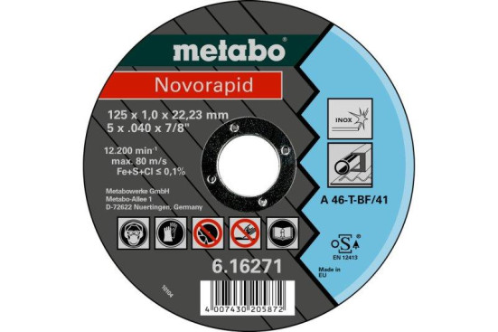 Отрезной круг Metabo 230х1,9х22,23мм Novorapid Inox A 46-T прямой  616274000 в Санкт-Петербурге