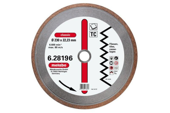 Алмазный диск Metabo 150х22,23мм Classic TC плитка  628194000 в Санкт-Петербурге