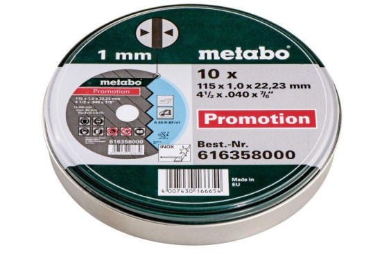Отрезной круг Metabo 125х1,0х22,23мм Promotion А 60-R прямой упаковка 10шт  616359000 в Санкт-Петербурге