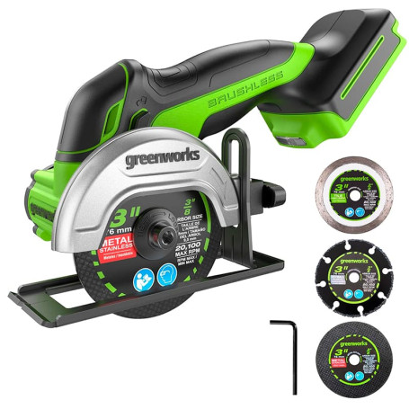 Углошлифовальная машина аккумуляторная Greenworks, 3402007, 24V, бесщеточная, 76мм, без АКБ и ЗУ в Санкт-Петербурге