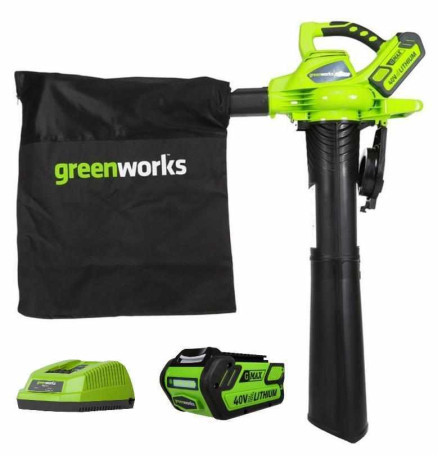 Воздуходув-пылесос аккумуляторный GreenWorks 40V комплект с АКБ и ЗУ в Санкт-Петербурге