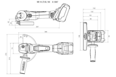 Аккумуляторная угловая шлифовальная машина Metabo WB 18 LTX BL 180 613087840 в Санкт-Петербурге